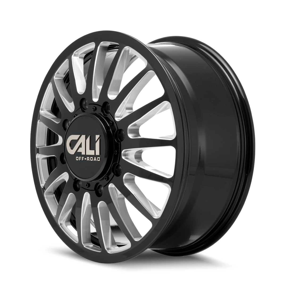 Summit Dually Gloss Black/Milled Spokes Rims for Dodge Ram 2500, Dodge Ram 3500, Chevy Silverado 2500 Classic