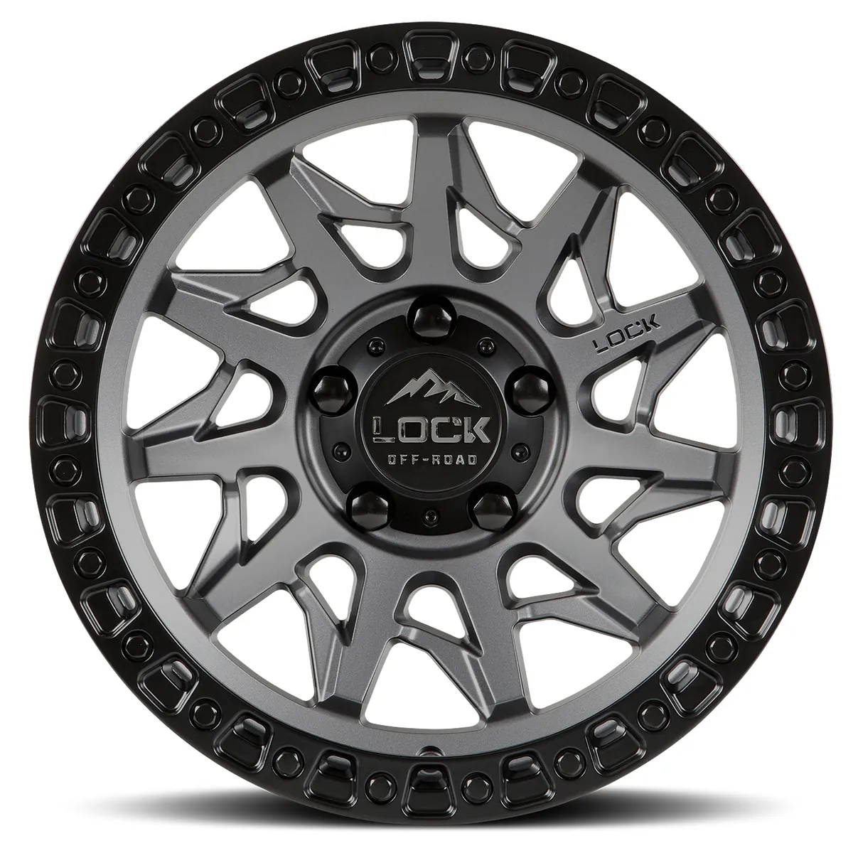 Lock Off-Road Lunatic Matte Grey With Matte Black Ring Wheel