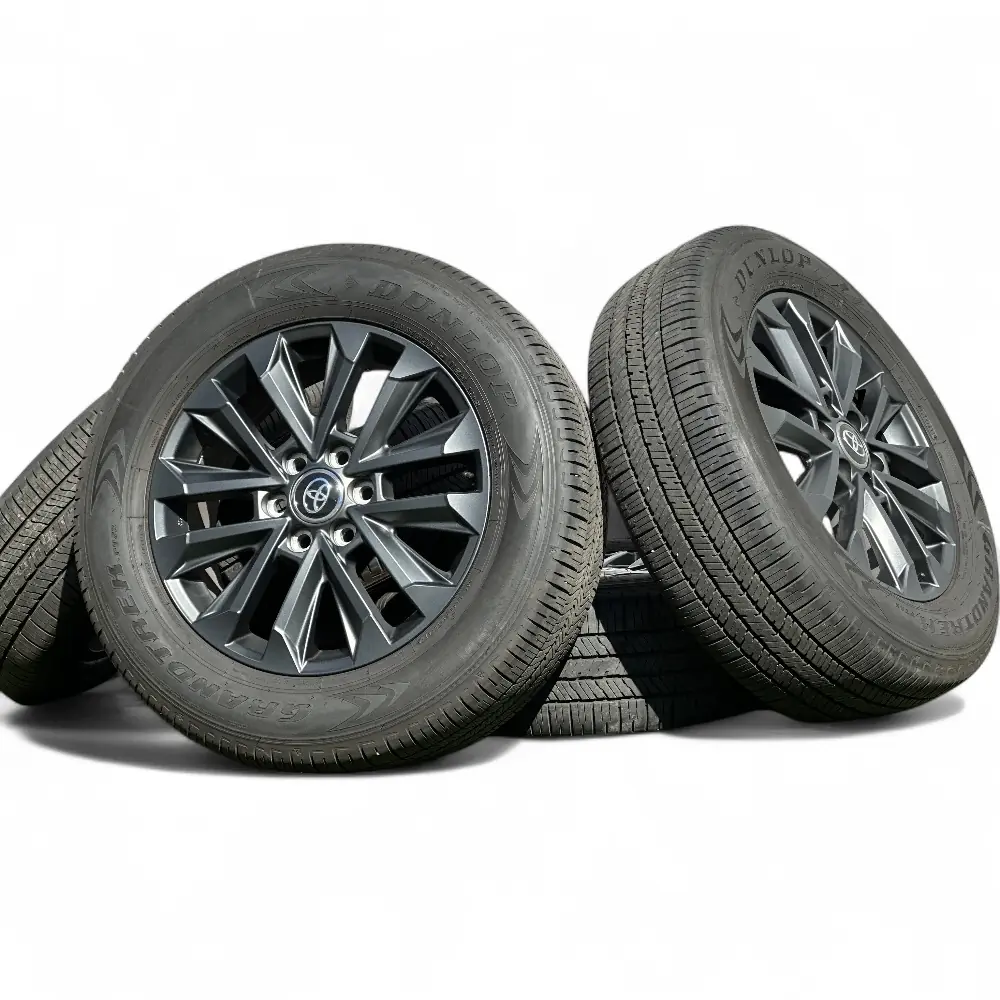 Toyota + Dunlop Toyota 12 Spoke Powder Coat Charcoal 20x7.5 Wheels 6x139.7 Rims with Dunlop Grandtrek PT22 265/60R20 Tires Wheel & Tire Package - View 3