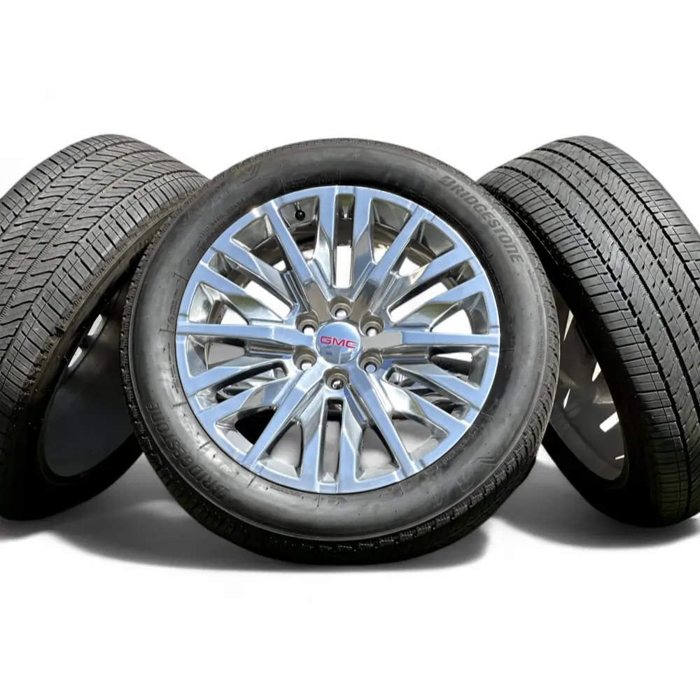 GMC + Bridgestone 22" GMC Sierra Wheels 18 Spoke 6x139.7 Rims with Bridgestone Alenza A/S 02 275/50R22 Tires Wheel & Tire Package - View 3