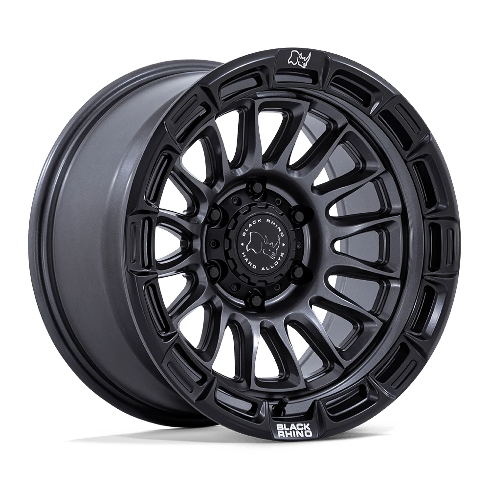 Black Rhino Hard Alloys BR025 RIVAL MATTE GUNMETAL W/ MATTE BLK-LP 17 Inch Wheels
