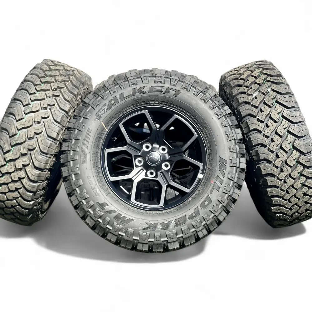 Jeep + Falken Jeep 5 Y-Spoke Powder Coat Black 17x7.5 Wheels 5x127 Rims with Falken Wildpeak M/T 285/70R17 Tires Wheel & Tire Package - View 3