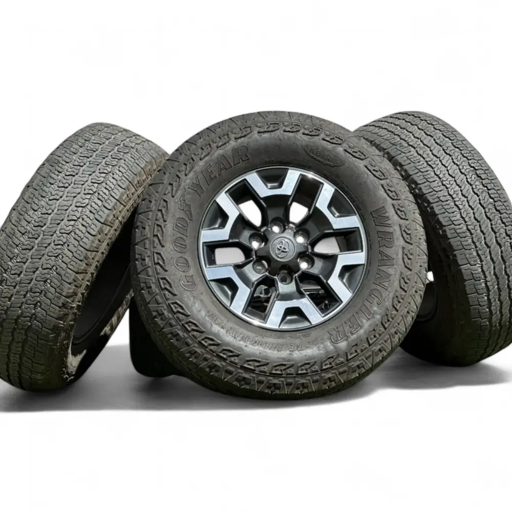 Toyota + Goodyear Toyota 6 Spoke Charcoal Machined 16x7.0 Wheels 6x139.7 Rims with Goodyear Wrangler Territory AT  Kevlar 265/70R16 Tires Wheel & Tire Package - View 6
