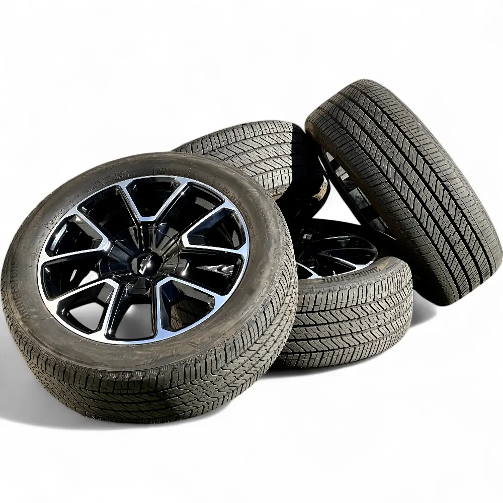 Chevrolet + Bridgestone Chevrolet 5 Y-Spoke Black Machined 22x9.0 Wheels 6x139.7 Rims with Bridgestone Alenza A/S 02 275/50R22 Tires Wheel & Tire Package - View 4