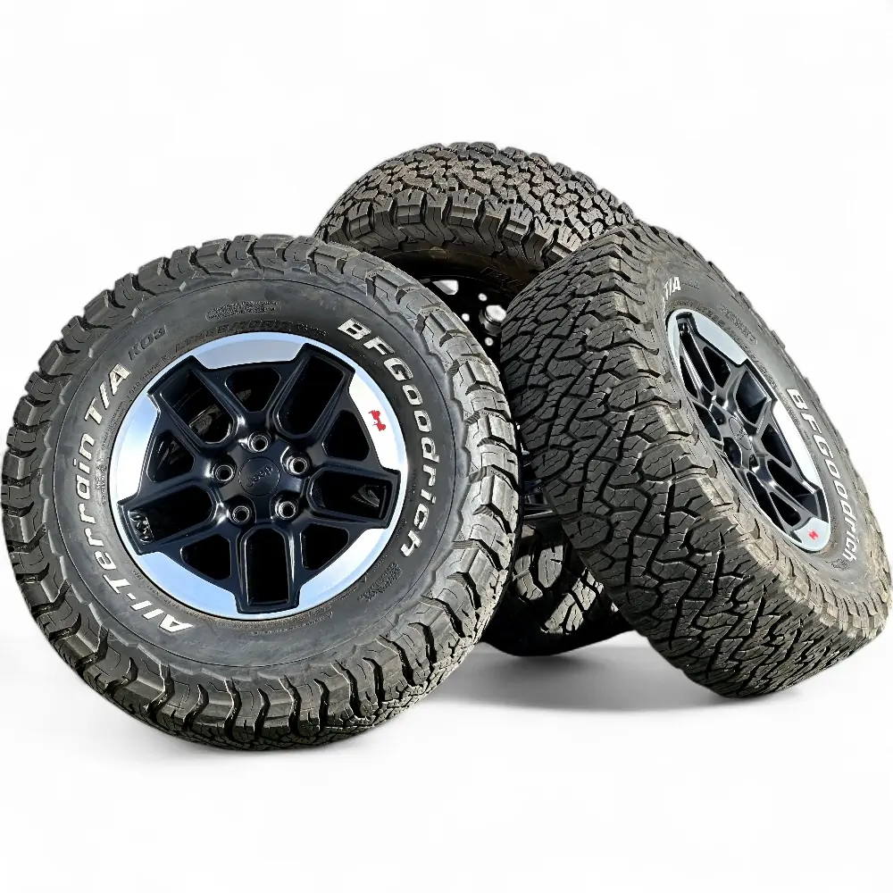 Jeep + BFGoodrich Jeep 5 Double Spoke Black Polished 17x7.5 Wheels 5x127 Rims with BFGoodrich All-Terrain T/A KO3 285/70R17 Tires Wheel & Tire Package - View 2