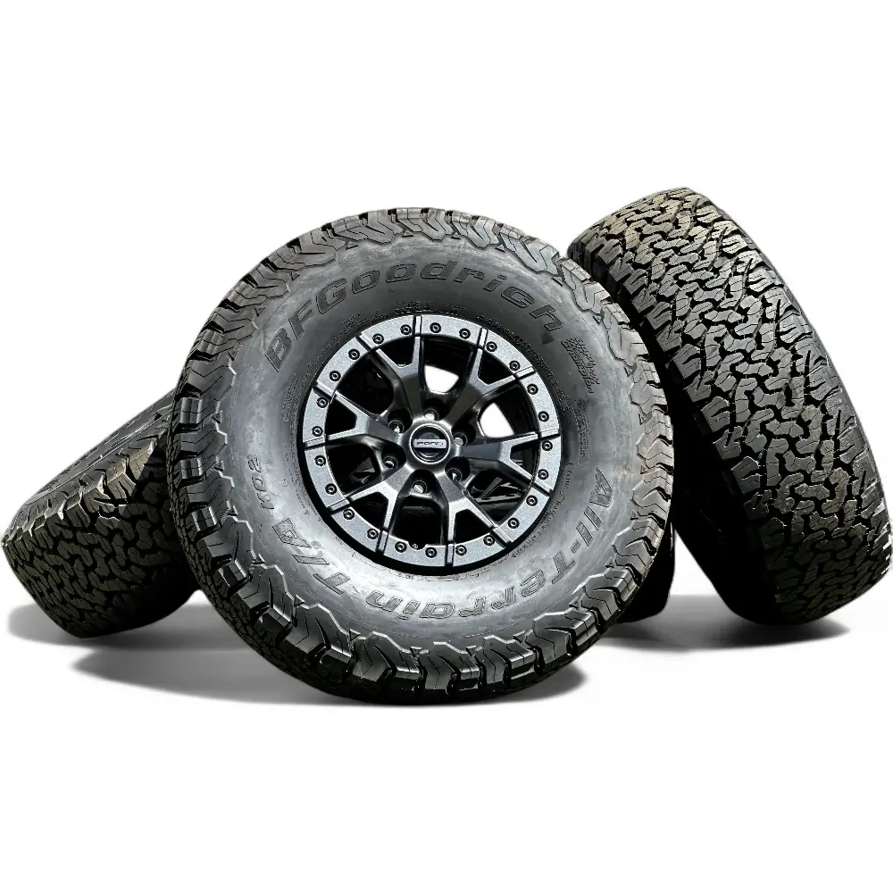 Ford + BFGoodrich - Ford 6 Y-Spoke Powder Coat Charcoal 17x8.5 Wheels 6x135 Rims with BFGoodrich ALL-TERRAIN T/A KO2 37x12.50R17LT Tires - package - 17.0" diameter - 6x135