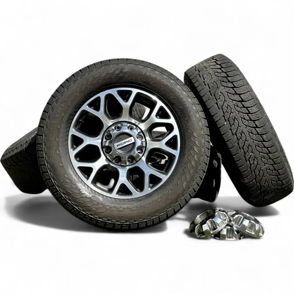 Ford 8 Y-Spoke Dark Grey Machined 20x8.0 Wheels 8x170 Rims with Nokian Hakkapeliitta LT3 275/65R20 Tires Ford + Nokian Ford 8 Y-Spoke Dark Grey Machined 20x8.0 Wheels 8x170 Rims with Nokian Hakkapeliitta LT3 275/65R20 Tires Wheel & Tire Package