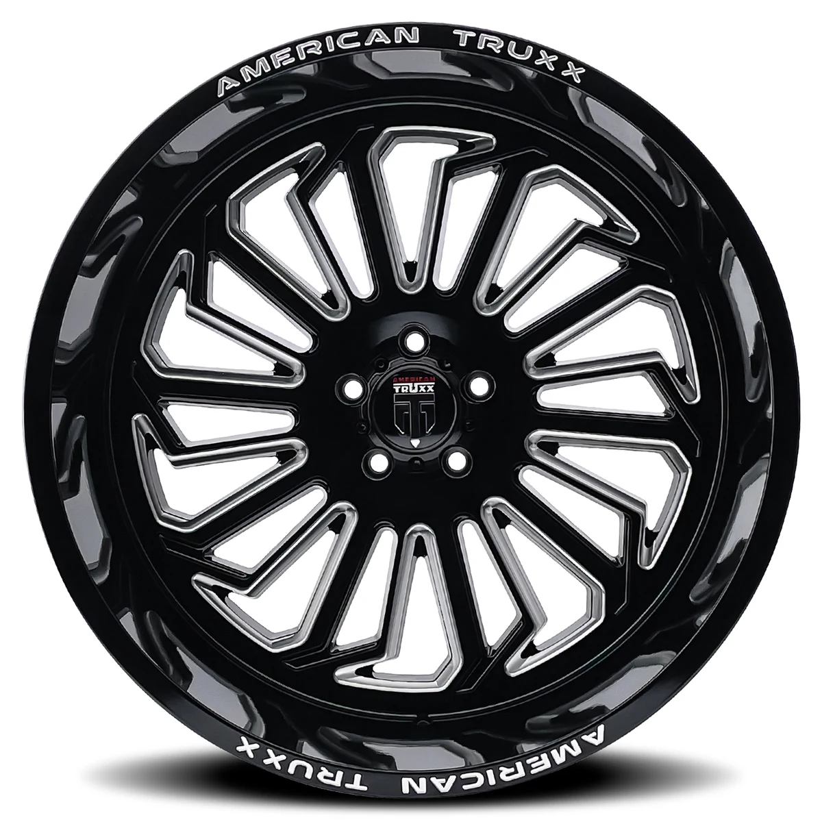 24 Inch Gloss Black Milled 5 Lug Jeep Rims AT1916-24473M
