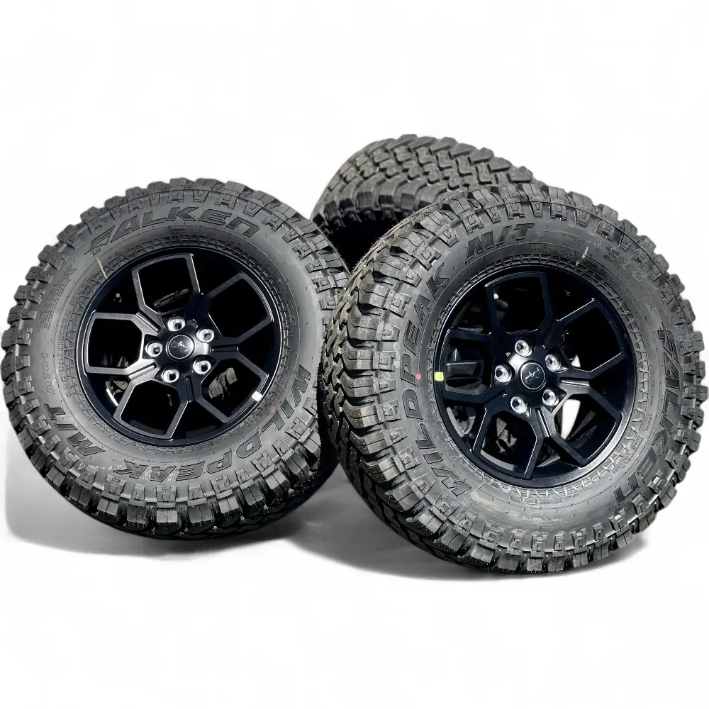 Jeep + Falken Jeep 5 Y-Spoke Powder Coat Black 17x7.5 Wheels 5x127 Rims with Falken Wildpeak M/T 285/70R17 Tires Wheel & Tire Package - View 4