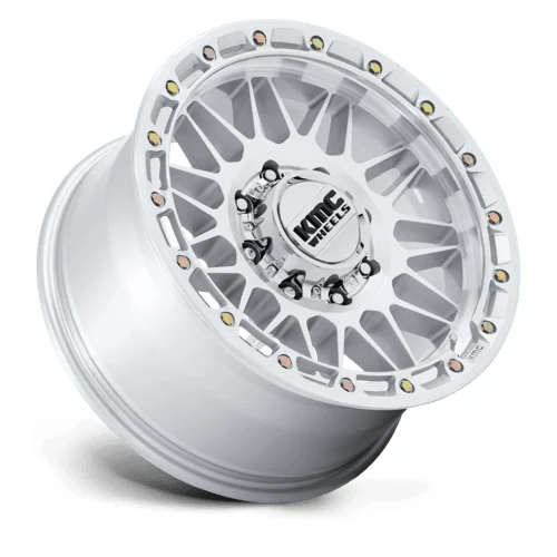 KM555 ATTACK GLOSS SILVER W/ MACHINED FACE Rims for Dodge Ram 2500, Dodge Ram 3500, Chevy Silverado 2500 Classic