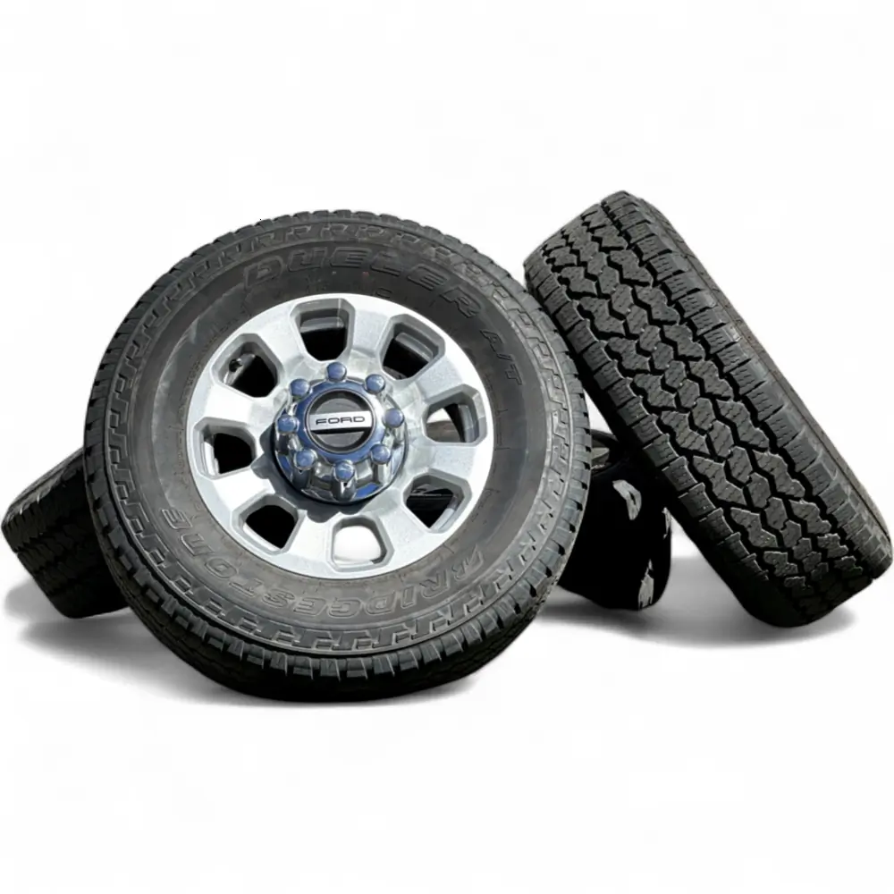 Ford + Bridgestone Ford 8 Spoke Silver 18x8.0 Wheels 8x170 Rims with Bridgestone Dueler A/T Ascent 275/70R18 Tires Wheel & Tire Package - View 5