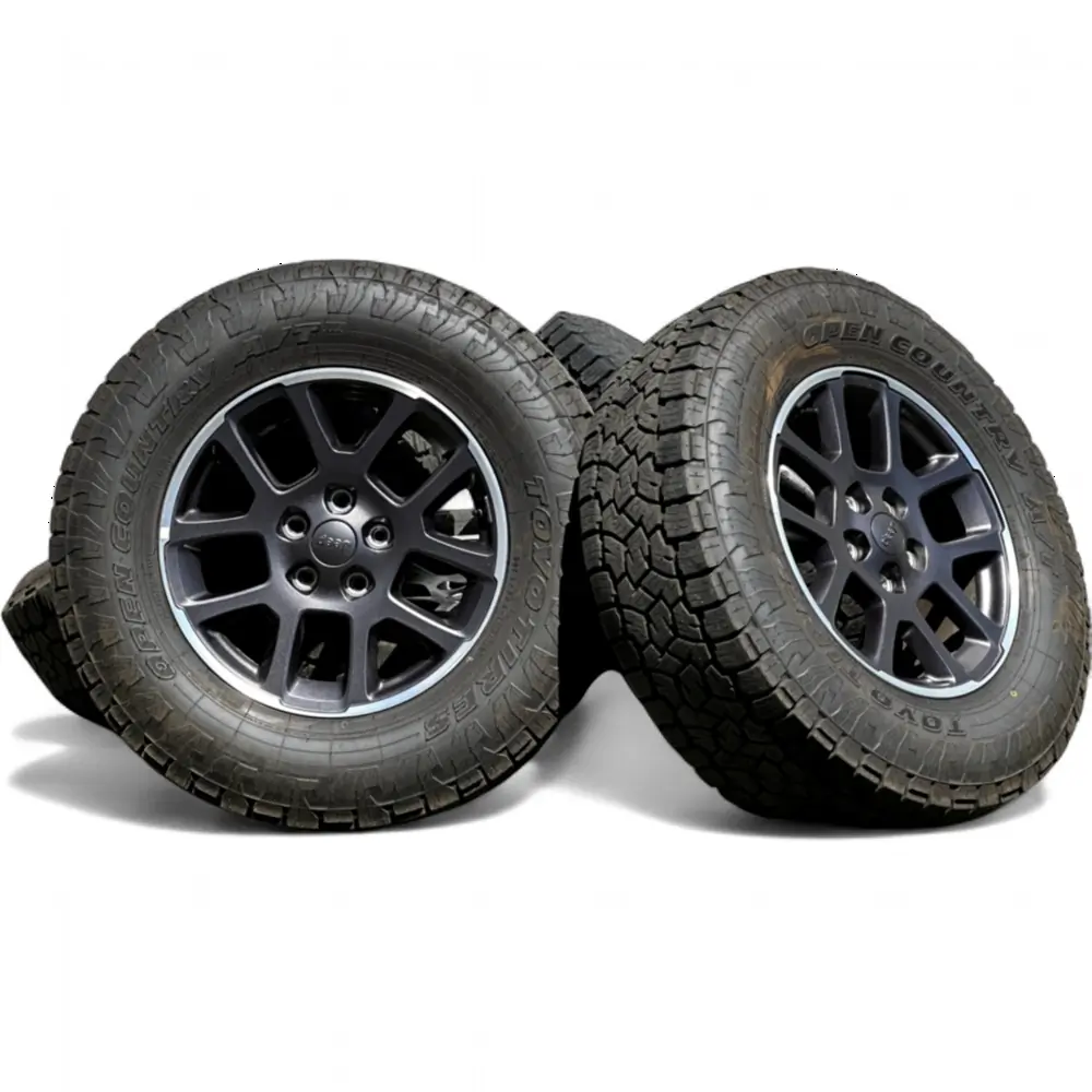 Jeep + Toyo Jeep 10 Spoke Powder Coat Charcoal w/ Machined Lip 18x7.5 Wheels 5x127 Rims with Toyo Open Country A/T III 265/70R18 Tires Wheel & Tire Package - View 2