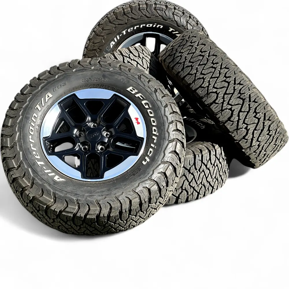 Jeep + BFGoodrich Jeep 5 Double Spoke Black Polished 17x7.5 Wheels 5x127 Rims with BFGoodrich All-Terrain T/A KO3 285/70R17 Tires Wheel & Tire Package - View 4