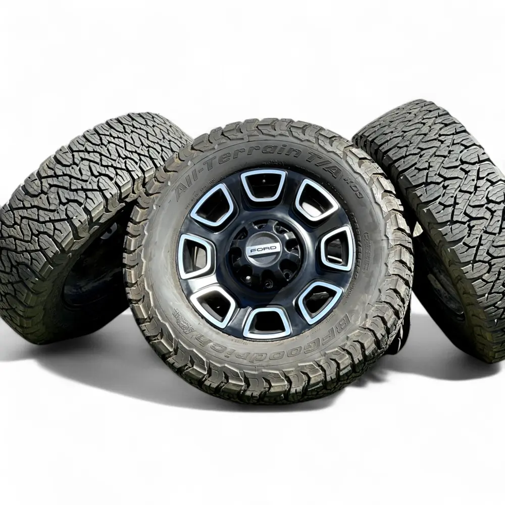 Ford + BFGoodrich Ford 8 Spoke Black Machined 20x8.0 Wheels 8x170 Rims with BFGoodrich All-Terrain T/A KO3 295/65R20 Tires Wheel & Tire Package - View 3