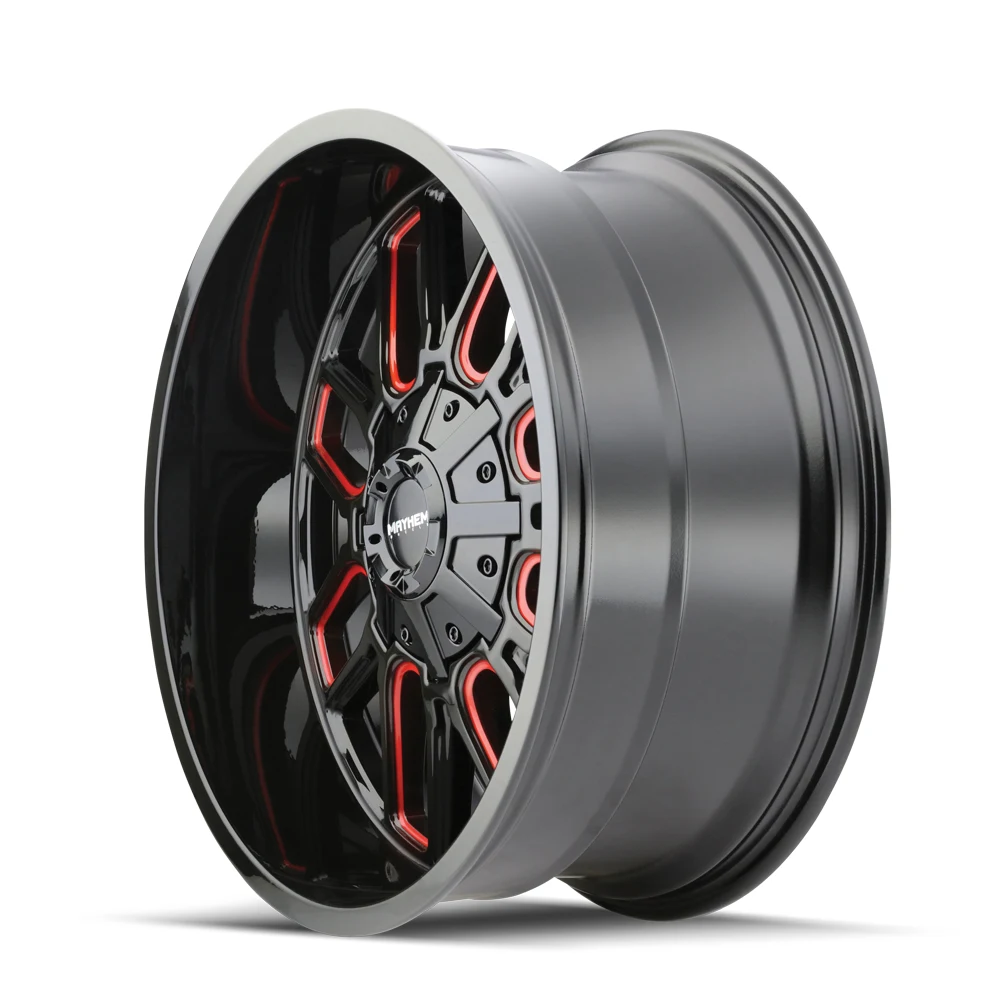 Cogent Gloss Black Milled Prism Red Rims for Jeep Wrangler, Jeep Grand Cherokee, Jeep Gladiator