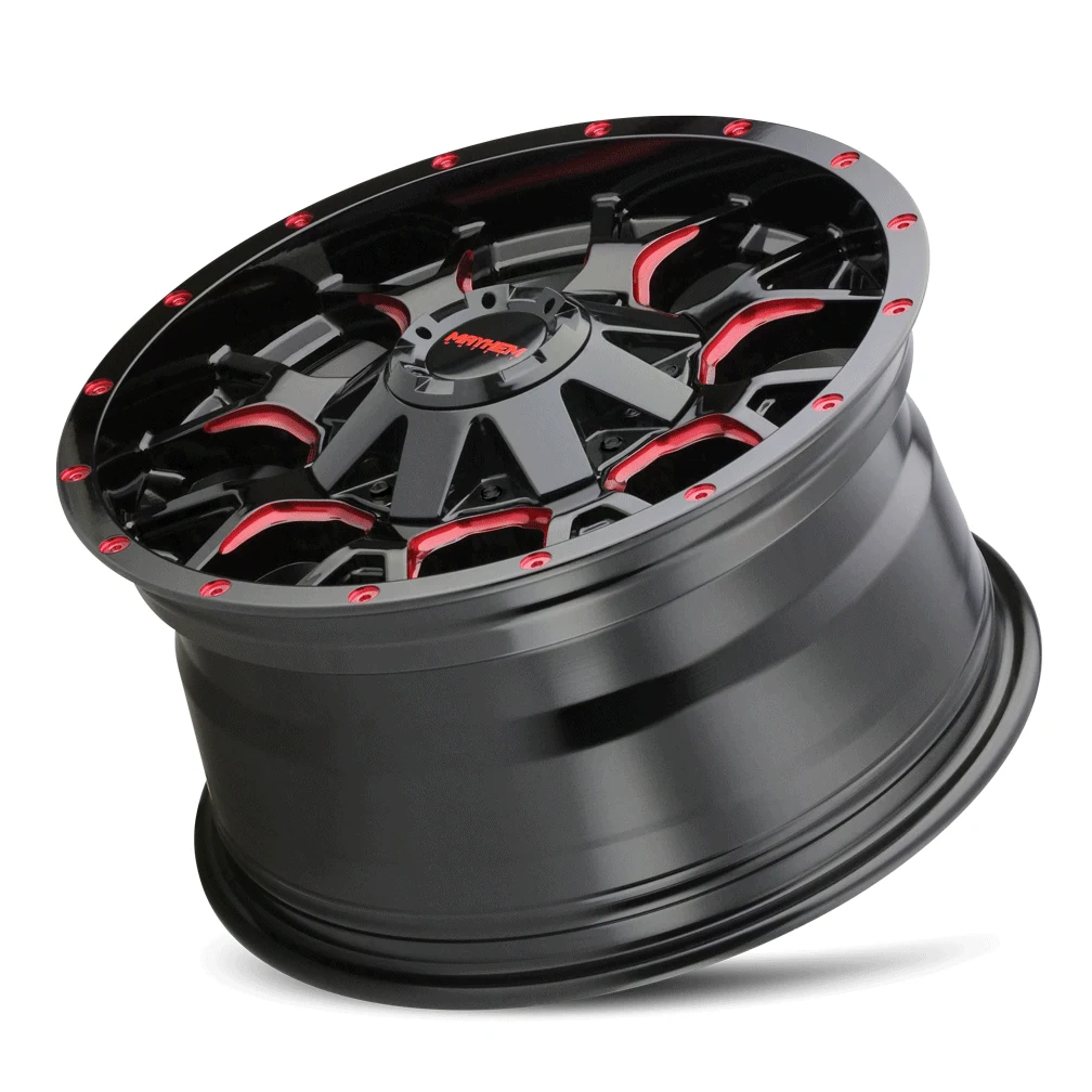 20 Inch Gloss Black Milled Prism Red 5 Lug Jeep Rims 8015-2952BTR