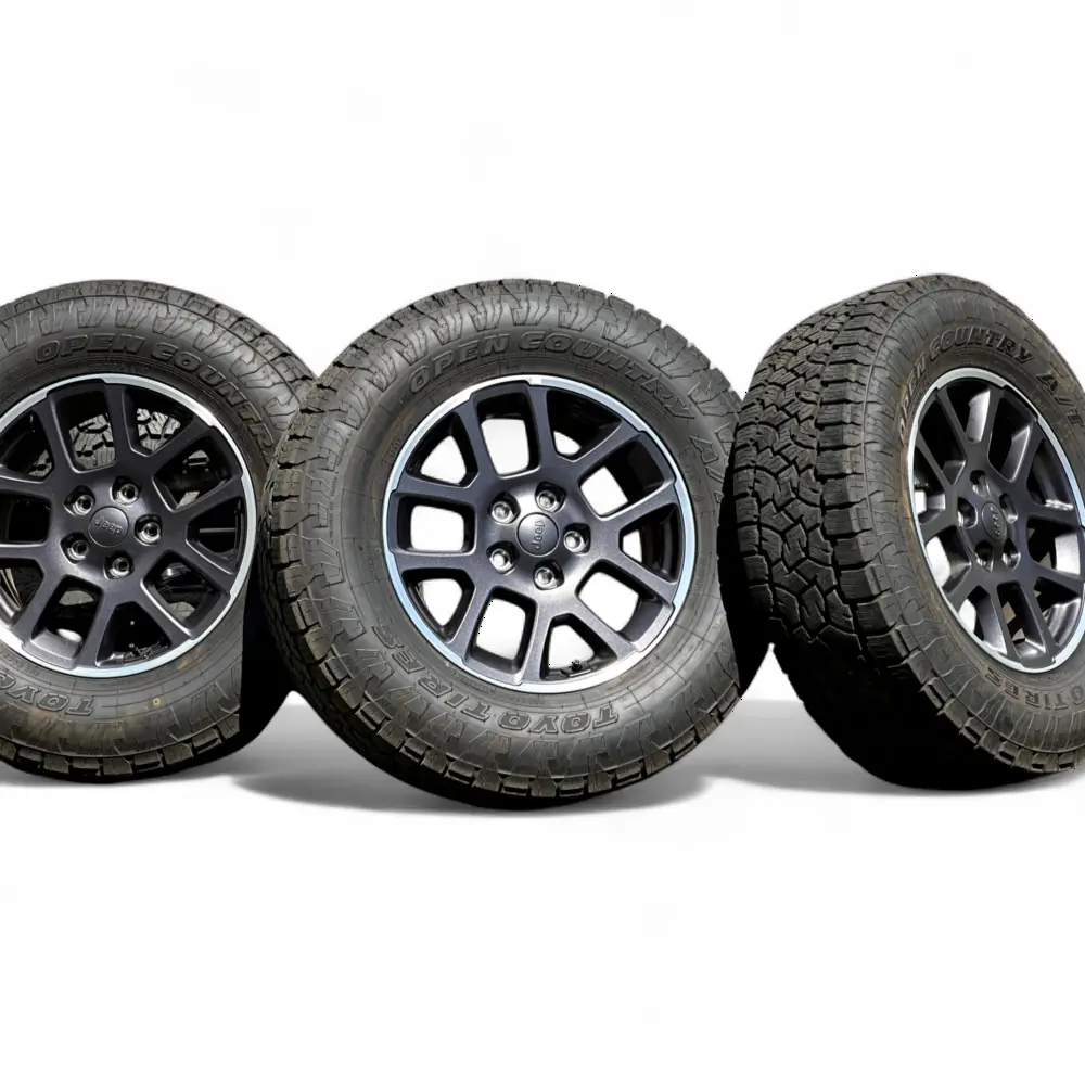 Jeep + Toyo Jeep 10 Spoke Powder Coat Charcoal w/ Machined Lip 18x7.5 Wheels 5x127 Rims with Toyo Open Country A/T III 265/70R18 Tires Wheel & Tire Package - View 6