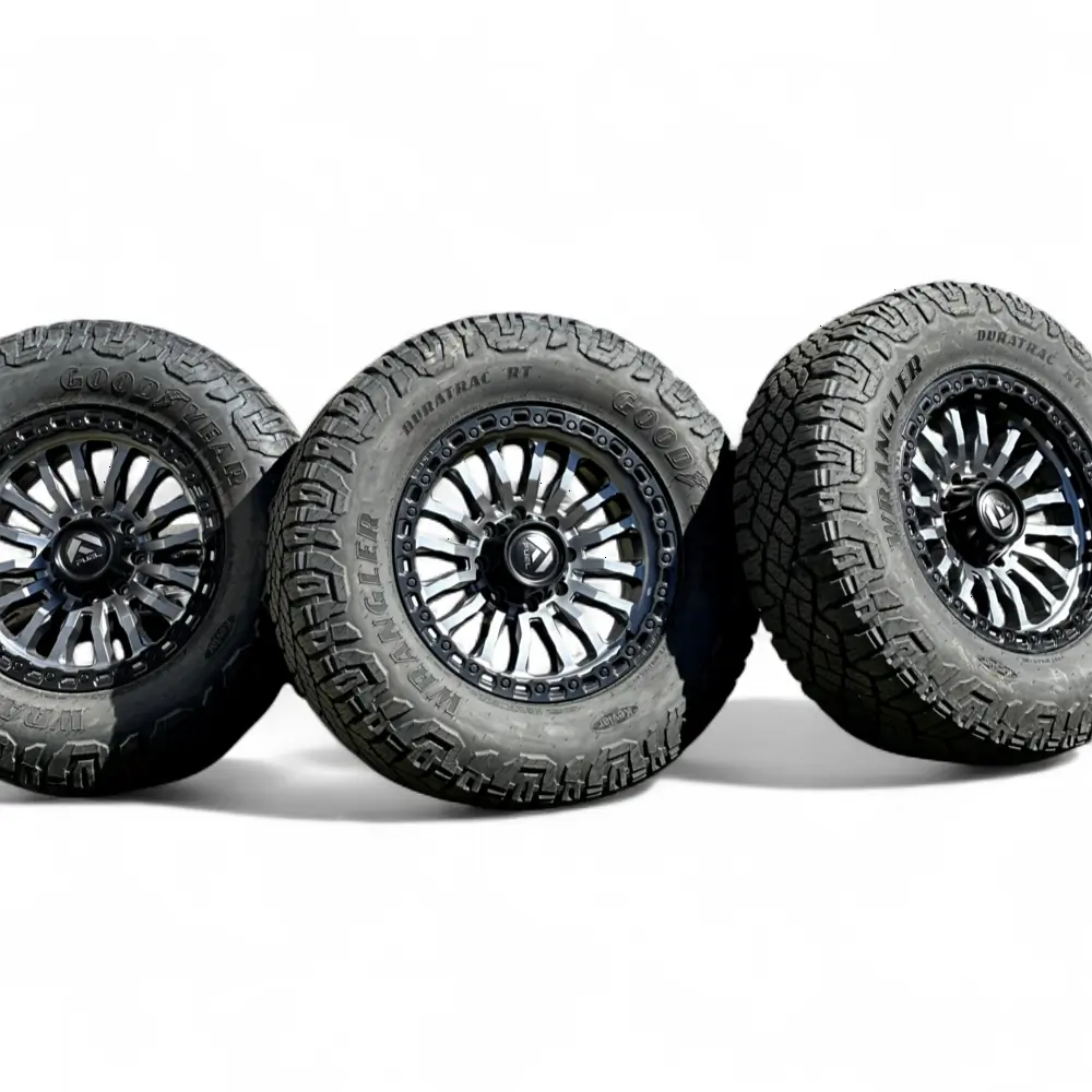 fuel + Goodyear Fuel Rincon matte Gunmetal with Black Ring 20x9.0 Wheels 8x170 Rims with Goodyear Wrangler DuraTrac RT 37x12.50R20 Tires Wheel & Tire Package - View 6
