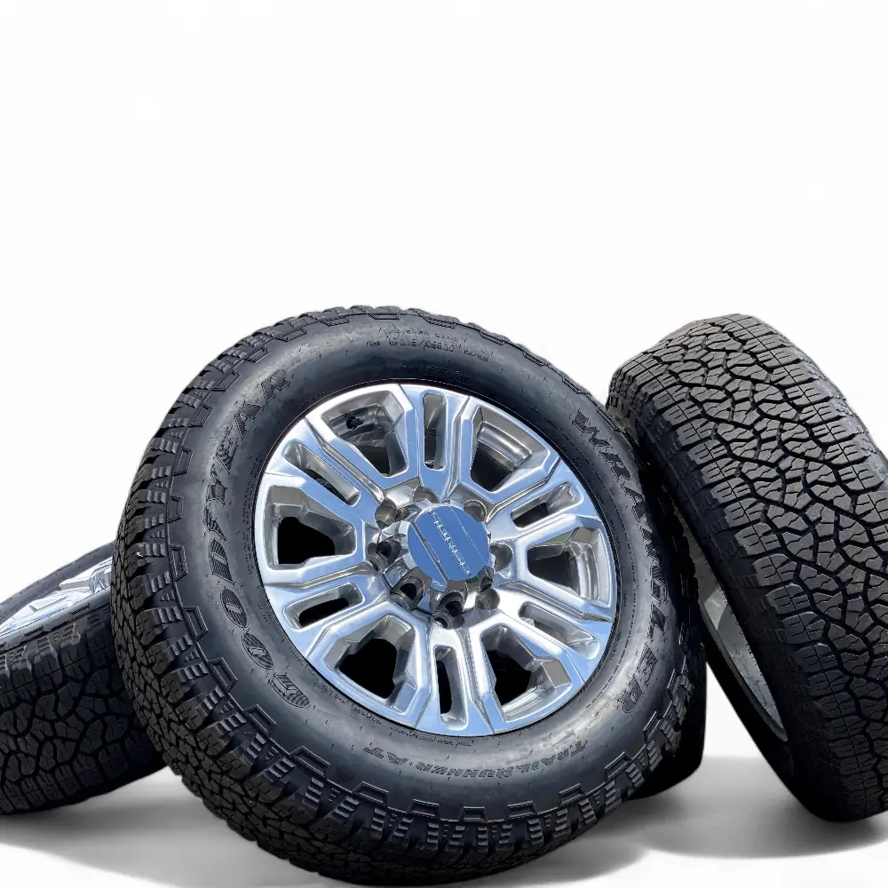 GMC + Goodyear GMC 12 Spoke Polished 20x8.5 Wheels 8x180 Rims with Goodyear WRANGLER TRAILRUNNER AT LT 275/65R20 Tires Wheel & Tire Package - View 2