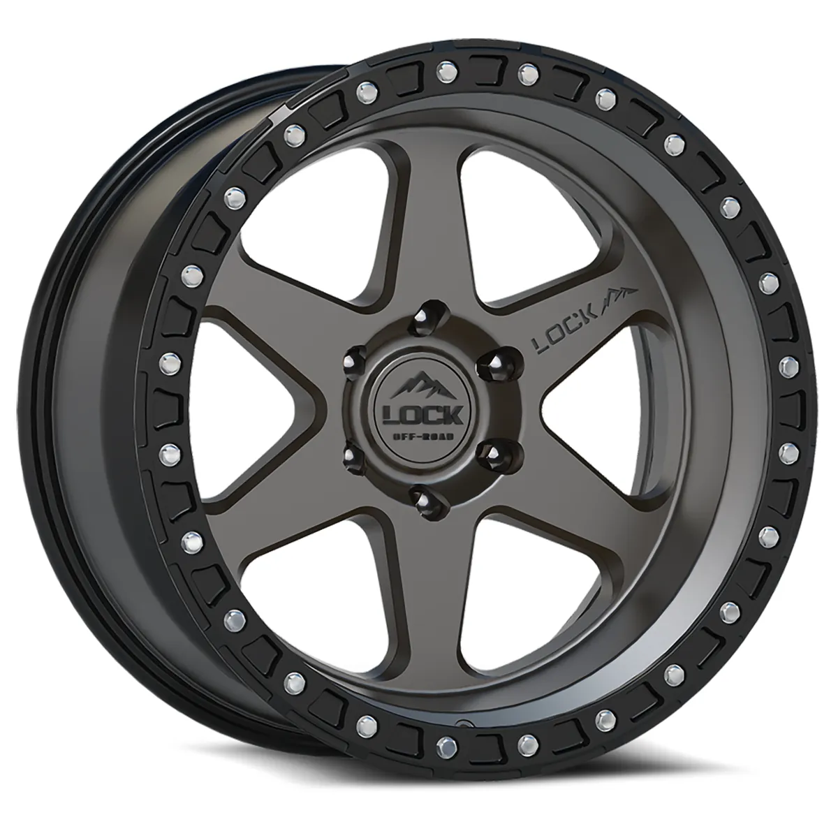 Olympus Matte Grey With Matte Black Ring Rims for Jeep Wrangler, Jeep Grand Cherokee, Jeep Gladiator