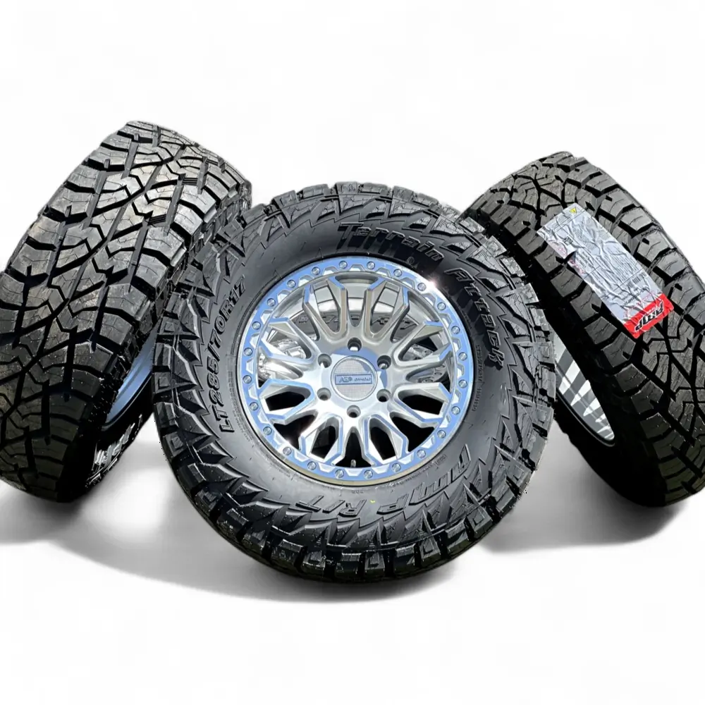 AGP + AMP AGP 304 Silver Machined 17x9.0 Wheels 6x139.7 Rims with AMP Terrain Attack R/T LT285/70R17 Tires Wheel & Tire Package - View 5