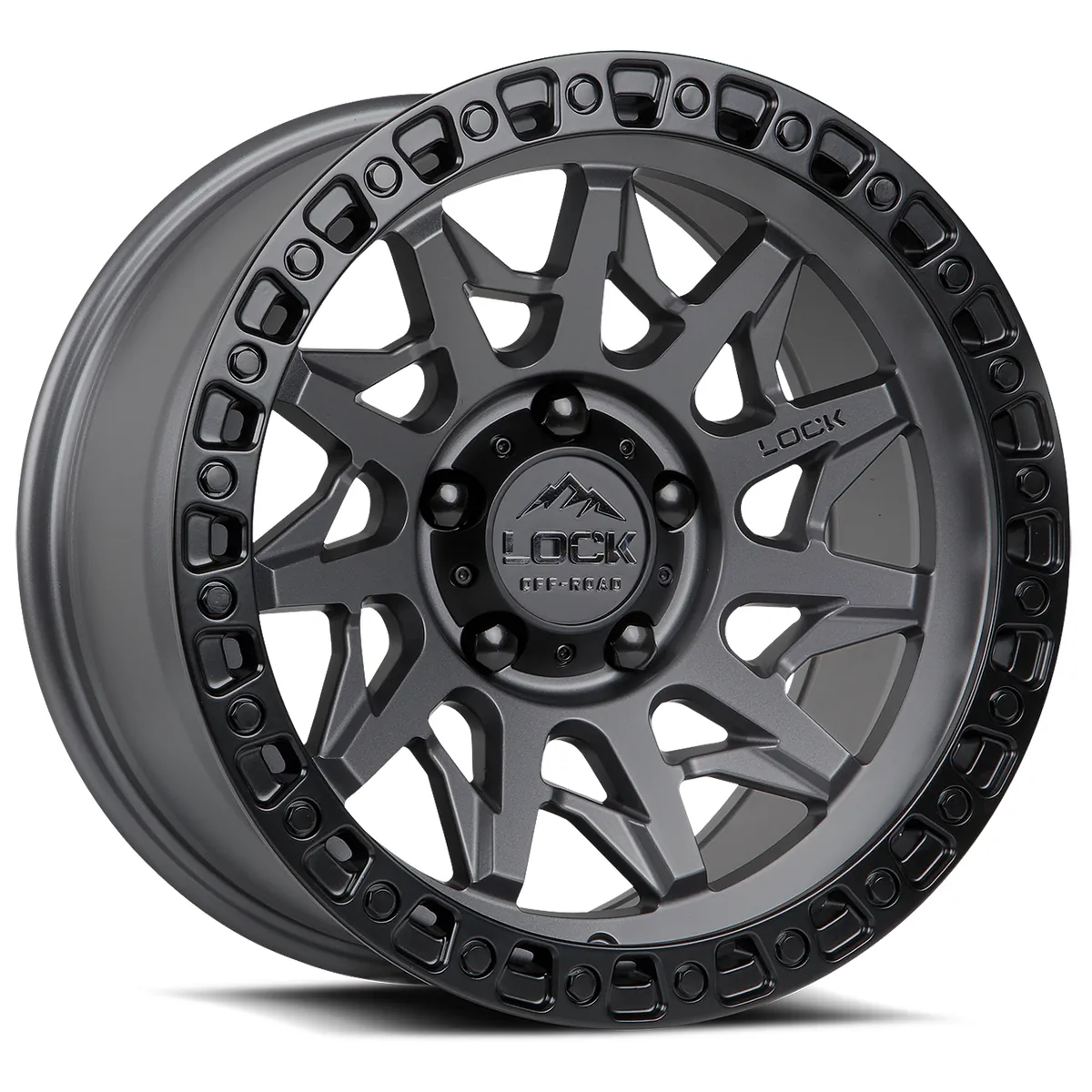 Lunatic Matte Grey With Matte Black Ring Rims for Jeep Wrangler, Jeep Grand Cherokee, Jeep Gladiator