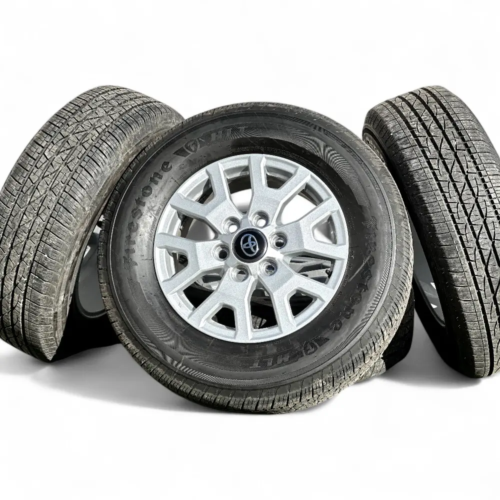 Toyota + Firestone Toyota 6 Split Spoke Powder Coat Silver 17x7.0 Wheels 6x139.7 Rims with Firestone Destination LE3 245/70R17 Tires Wheel & Tire Package - View 4