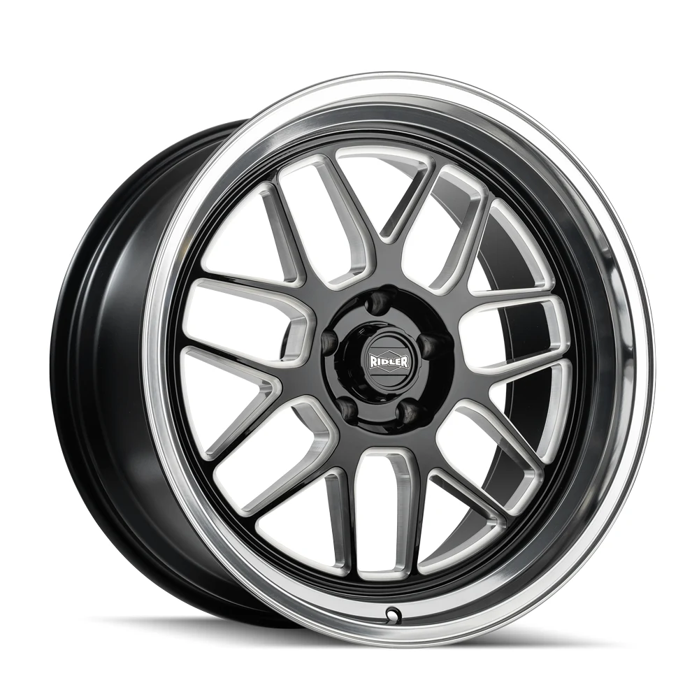 17x7 611 Gloss Black Milled With Diamond Cut Lip Wheels 5x120.65 Bolt Pattern ET0 17x7 611 Gloss Black Milled With Diamond Cut Lip Wheels 5x120.65 Bolt Pattern ET0