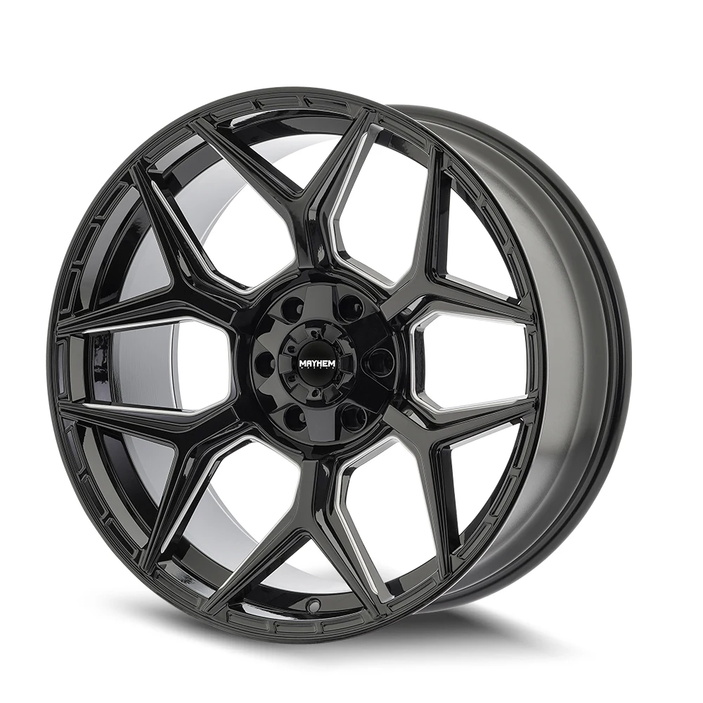 Mayhem Vanquish Gloss Black Milled 20 Inch Wheels