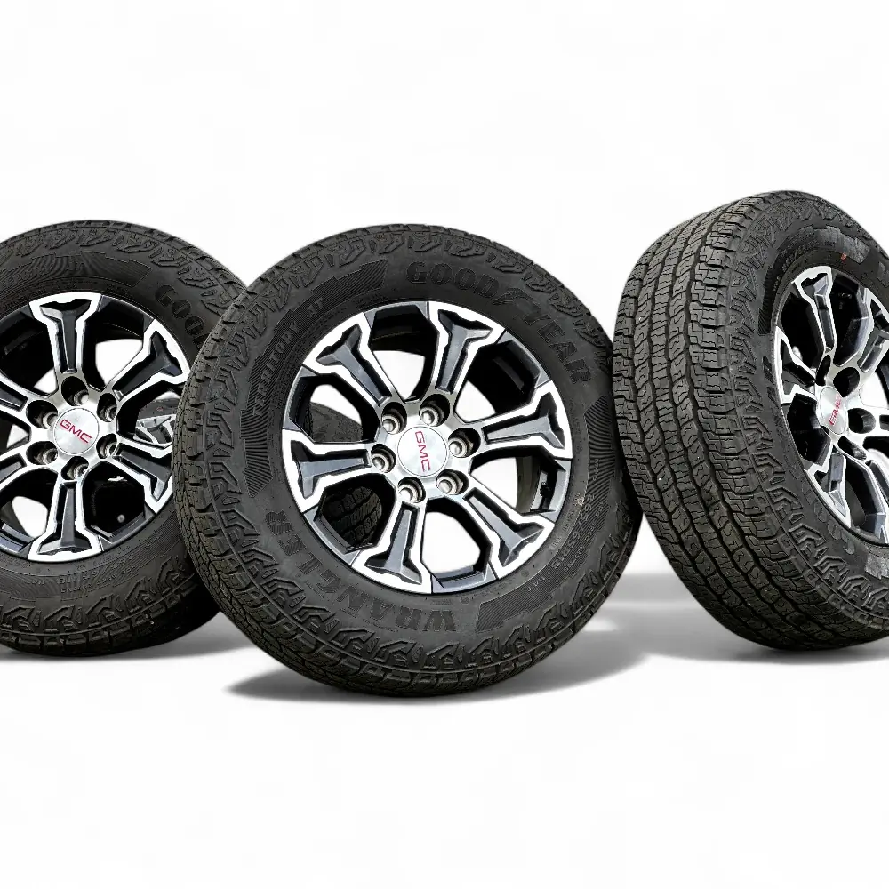 GMC + Goodyear GMC 6 Spoke Charcoal Machined 18x8.5 Wheels 6x139.7 Rims with Goodyear Wrangler Territory AT 265/65R18 Tires Wheel & Tire Package - View 6