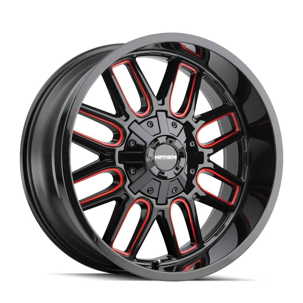 Mayhem Cogent Gloss Black Milled Prism Red Wheel