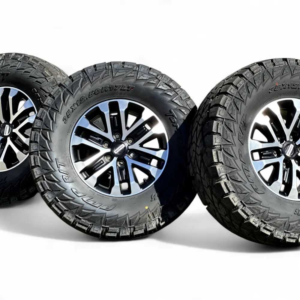 Ford + AMP Ford 6 Y-Spoke Charcoal Machined 17x8.5 Wheels 6x135 Rims with AMP Terrain Attack R/T 35X12.50R17LT Tires Wheel & Tire Package - View 4