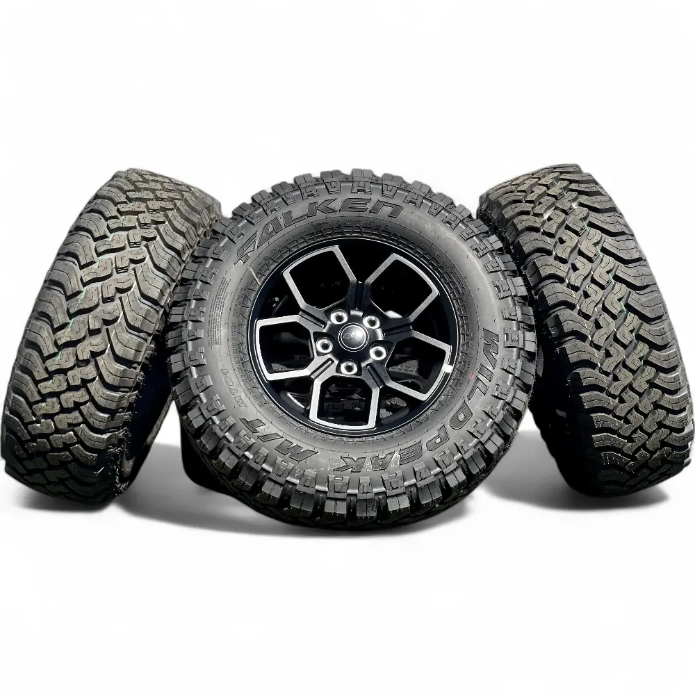 Jeep 5 Y-Spoke Powder Coat Black 17x7.5 Wheels 5x127 Rims with Falken Wildpeak M/T 285/70R17 Tires Jeep + Falken - Jeep 5 Y-Spoke Powder Coat Black 17x7.5 Wheels 5x127 Rims with Falken Wildpeak M/T 285/70R17 Tires - package - 17.0" diameter - 5x127