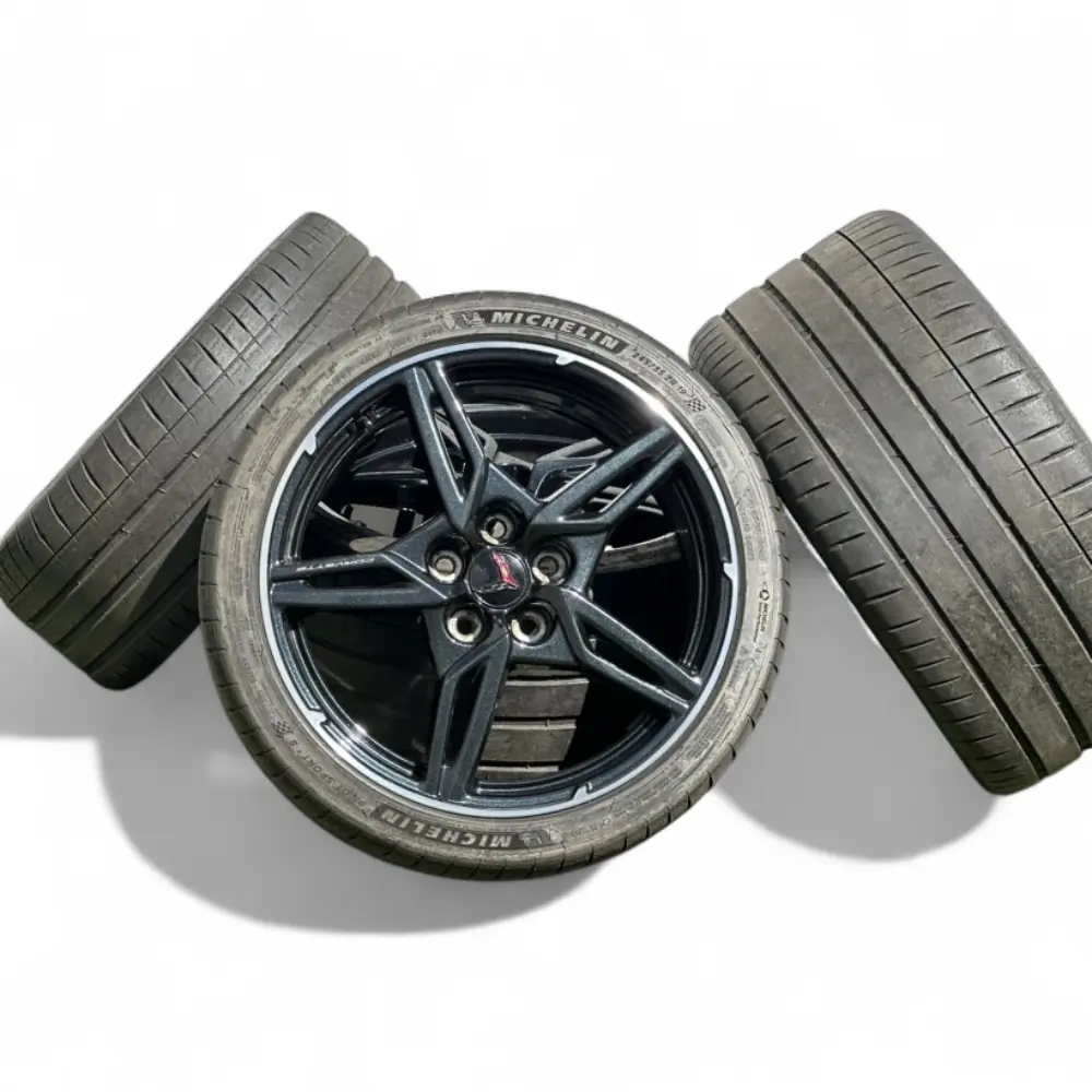 Chevrolet 5 Double Spoke Powder Coat Black w/ Machined Lip 19x8.5 Wheels 5x120 Rims with Michelin Pilot Sport 4S 245/35R19 Tires Chevrolet + Michelin Chevrolet 5 Double Spoke Powder Coat Black w/ Machined Lip 19x8.5 Wheels 5x120 Rims with Michelin Pilot Sport 4S 245/35R19 Tires Wheel & Tire Package
