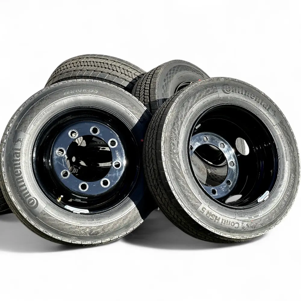 General Motors + Continental General Motors F Wheel Black 19.5x6.75 Wheels 8x275 Rims with Continental Conti HSR 5 225/70R19.5 Tires Wheel & Tire Package - View 2