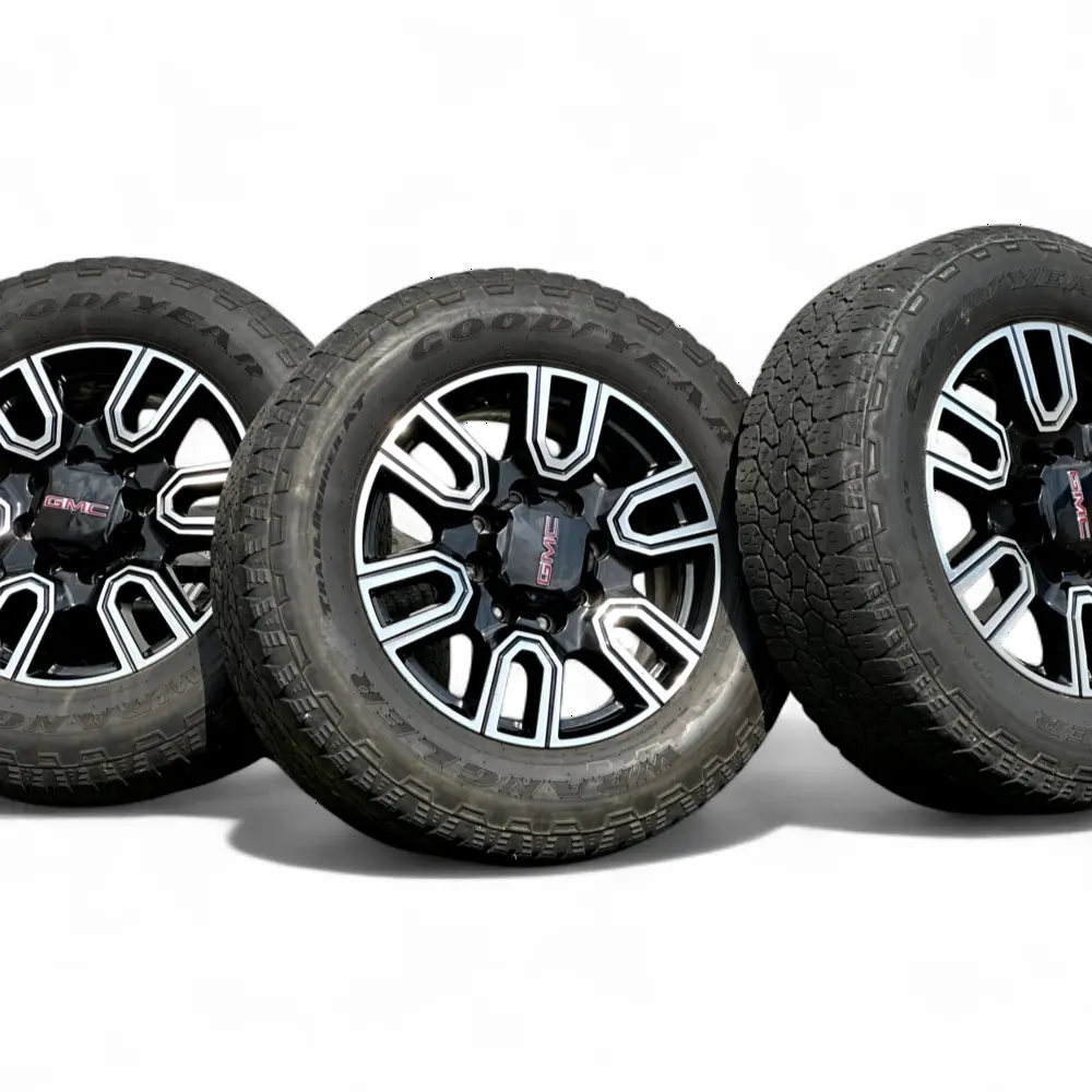 GMC + Goodyear GMC 12 spoke Black and MIlled 20x8.5 Wheels 8x180 Rims with Goodyear WRANGLER TRAILRUNNER AT LT 275/65R20 Tires Wheel & Tire Package - View 4