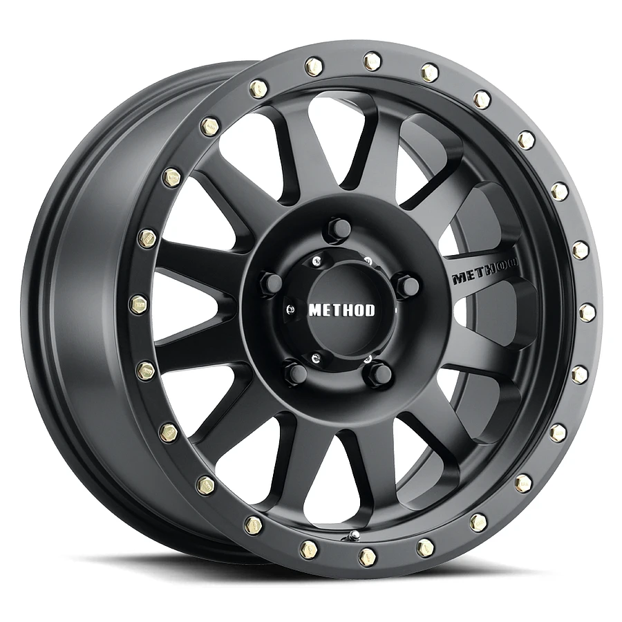 MR304 Double Standard Matte Black Wheel Close-Up 17x8.5 5x127