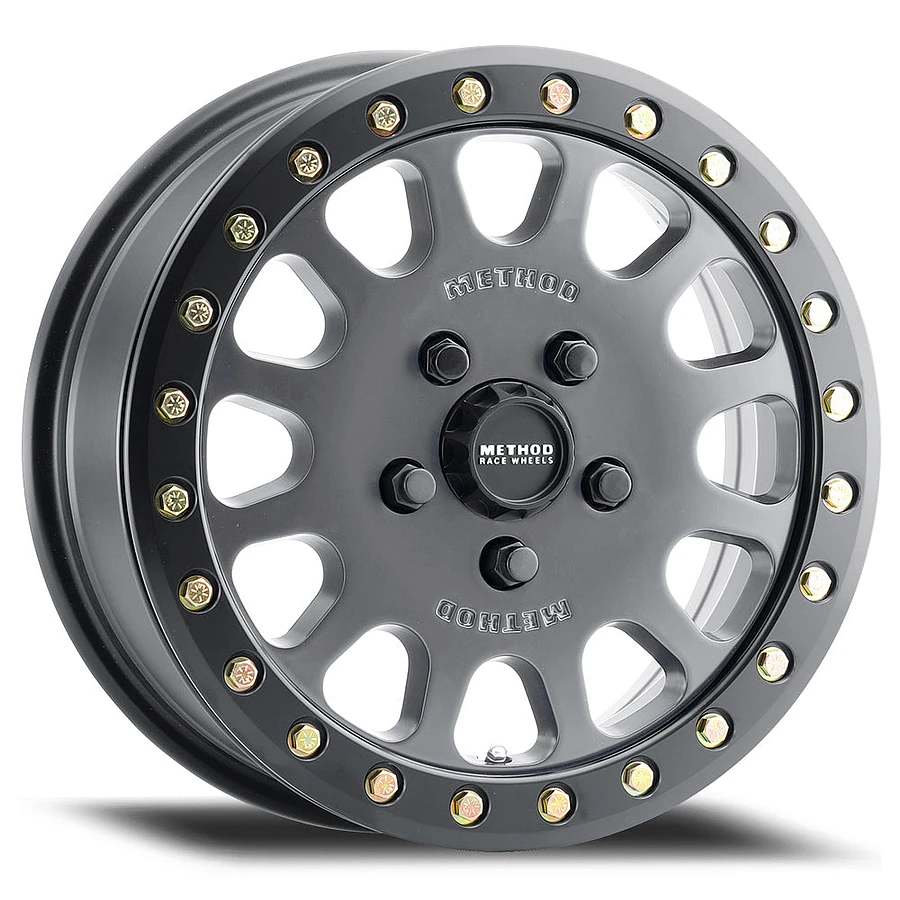 Method MR401 UTV Beadlock Titanium - Matte Black Ring 15 Inch Wheels
