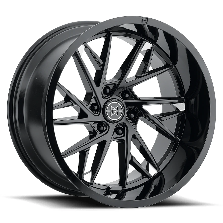 MR801 Gloss Black Milled Rims for Dodge Ram 2500, Dodge Ram 3500, Chevy Silverado 2500 Classic