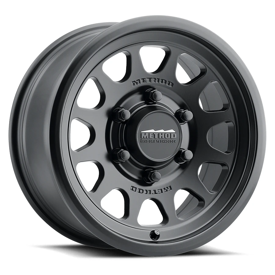 MR414 Bead Grip Matte Black Wheel Close-Up 15x7 4x136