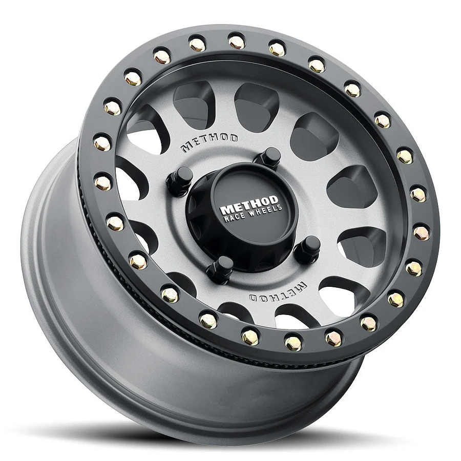15 Inch Titanium - Matte Black Ring 5 Lug Rims MR40156012851B