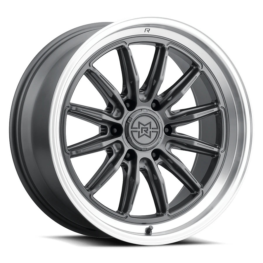 MR803 Gloss Titanium - Machined Lip Rims for Chevy Silverado 2500, Chevy Silverado 3500, Gmc Sierra 2500